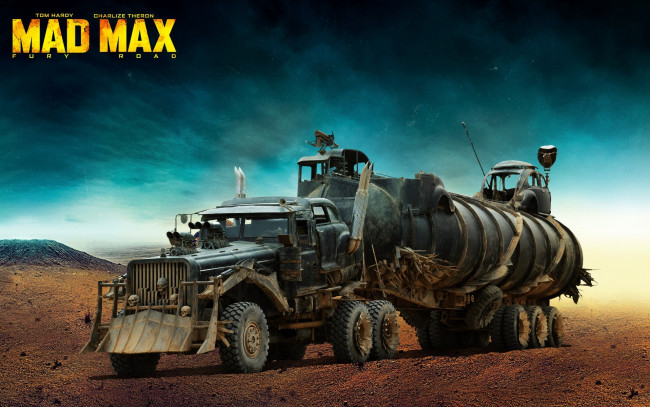 Обои картинки фото кино фильмы, mad max,  fury road, грузовик, постапокалипсис, mad, max, fury, road, безумный, макс, дорога, ярости, пустыня, the, war, rig, черепа