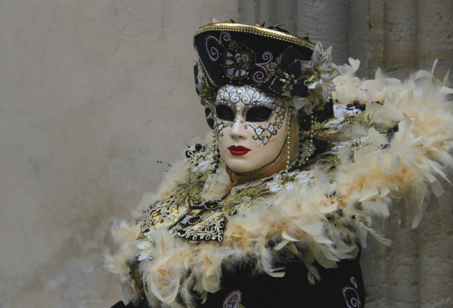 Обои картинки фото разное, маски,  карнавальные костюмы, маска, карнавал, венеция, перья, костюм, воротник