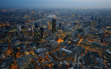 Картинка города лондон+ великобритания город панорама огни река темза