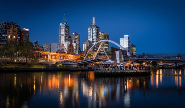 Обои картинки фото melbourne`s yarra river, города, мельбурн , австралия, река, закат