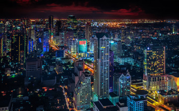 Картинка банкок тайланд города бангкок+ таиланд огни мегаполис небоскребы ночь азия
