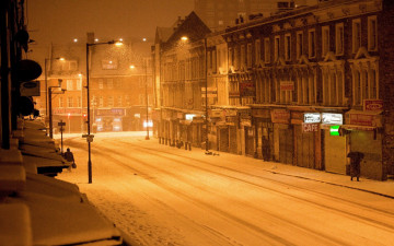 Картинка города -+огни+ночного+города город фонари снег зима улица