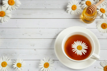 Картинка еда напитки +чай ромашка чай мед