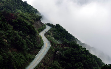 Картинка природа дороги туман серпантин шоссе горное