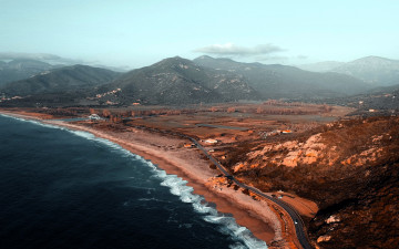 Картинка природа побережье залив шоссе горы