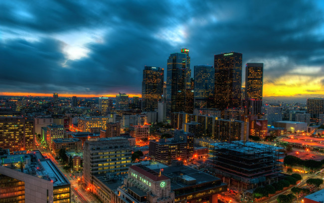 Обои картинки фото города, лос-анджелес , сша, облака, вечер, закат