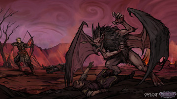 Картинка видео+игры pathfinder +wrath+of+the+righteous эльф лук монстр нападение люди