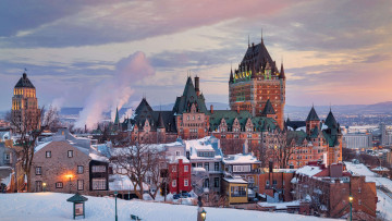 обоя chateau frontenac,  quebec city,  canada, города, - дворцы,  замки,  крепости, fairmont, le, chateau, frontenac, город, зима, канада, снег