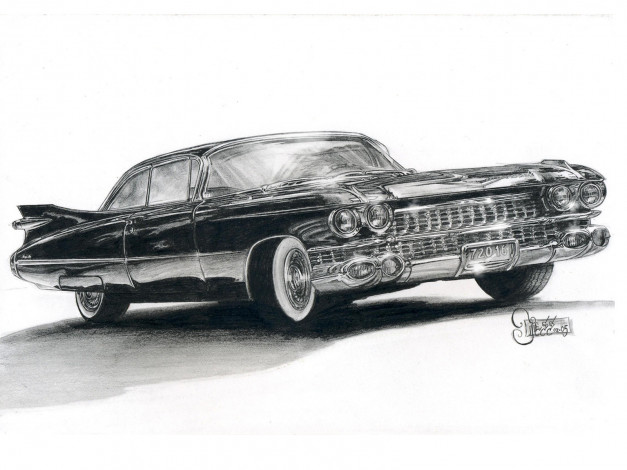 Обои картинки фото cadillac, eldorado, 1958, рисованные, авто, мото