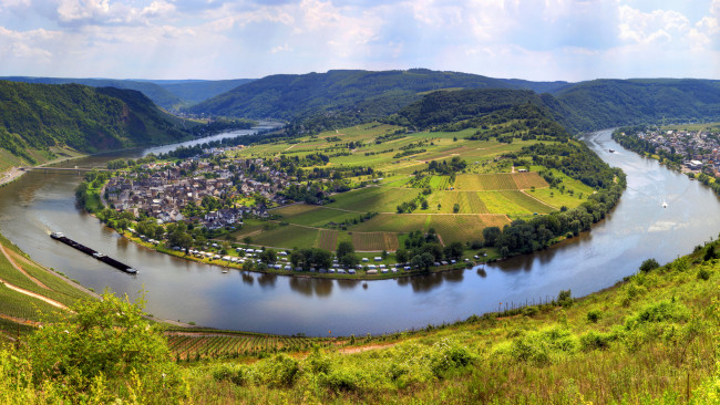 Обои картинки фото германия, крёф, города, пейзажи, рейнланд-пфальц, река