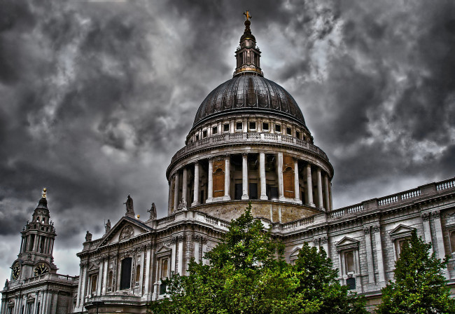 Обои картинки фото города, лондон, великобритания, облака, купол