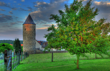 Картинка германия польхайм города пейзажи деревья дома башня