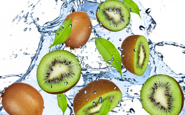 Картинка еда киви зелёный вода капли брызги свежесть