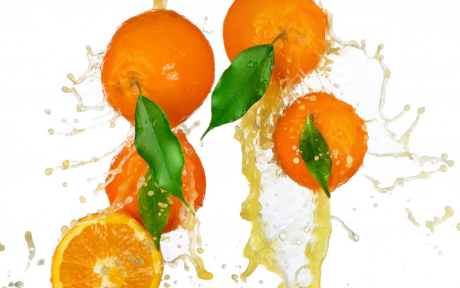 Обои картинки фото еда, цитрусы, апельсин, брызги