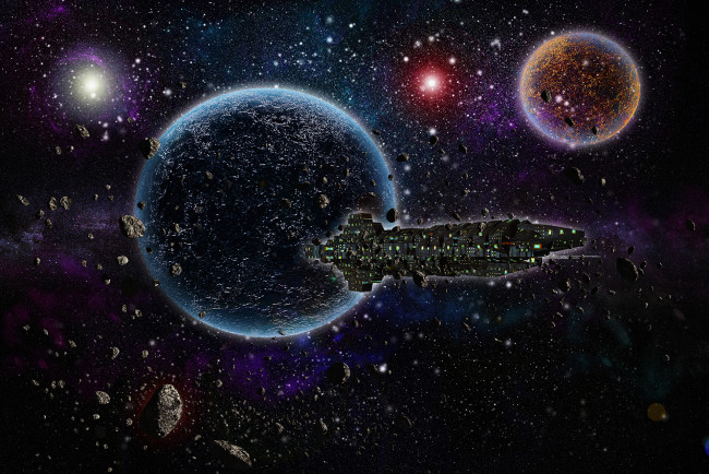 Обои картинки фото фэнтези, космические корабли,  звездолеты,  станции, космос, звезды, планеты, корабль, космический