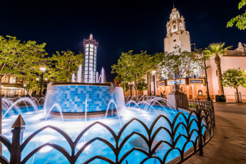 Картинка города -+фонтаны ночь подсветка город фонтан