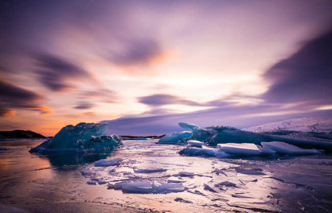 Обои картинки фото природа, айсберги и ледники, берег, глыба, лед, море, исландия, небо