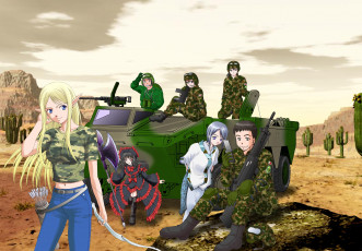 Картинка аниме gate парни военные техника эльфы девушки