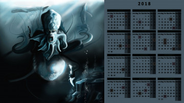 обоя календари, фэнтези, существо, взгляд, вода