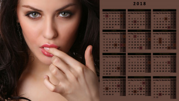обоя календари, девушки, взгляд, лицо