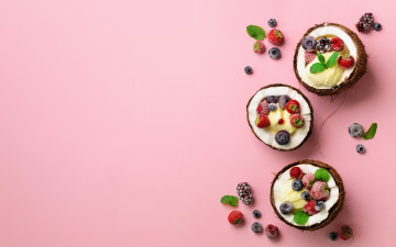 Картинка еда мороженое +десерты кокос десерт ягоды