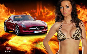 обоя mercedes, benz, sls, amg, автомобили, авто, девушками