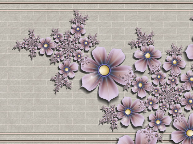 Обои картинки фото 3д, графика, flowers, цветы, фон, лепестки, стена