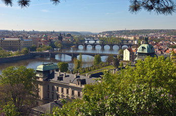 Картинка города прага+ Чехия река мосты
