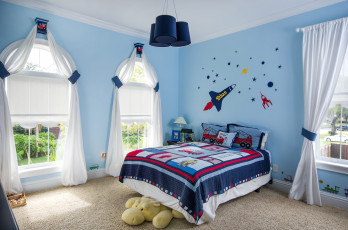 Картинка интерьер детская+комната спальня кровать