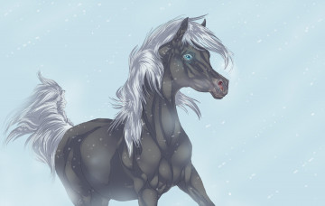 Картинка рисованные животные +лошади аллюр