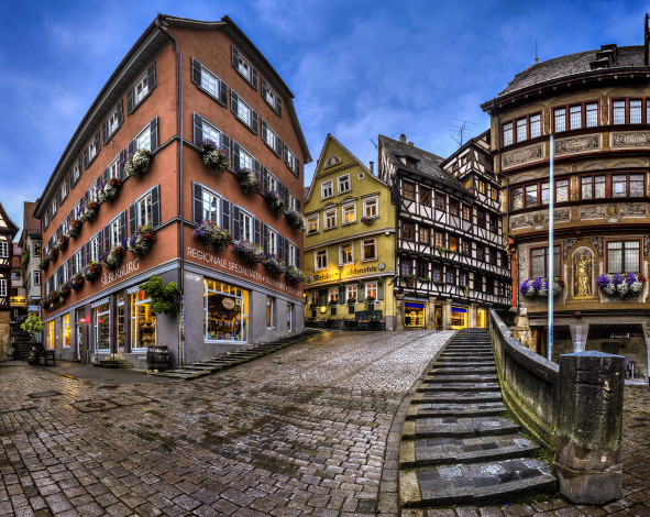 Обои картинки фото тюбинген германия, города, - улицы,  площади,  набережные, площадь, дома, германия, тюбинген, улица