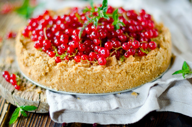 Обои картинки фото еда, торты, торт, ягоды, красная, смородина