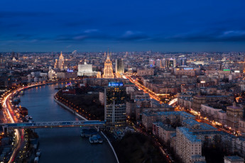 Картинка москва города москва+ россия фонари мост река здания