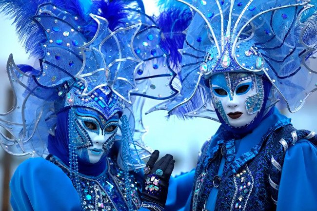 Обои картинки фото разное, маски,  карнавальные костюмы, венеция, костюмы, синий, карнавал