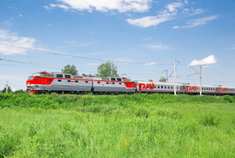 Картинка пассажирский+поезд техника поезда вагоны электровоз поезд пассажирский