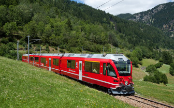 Картинка поезд техника поезда рельсы дорога железная лес горы