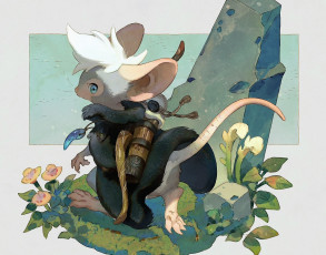 Картинка аниме животные +существа мышь одежда