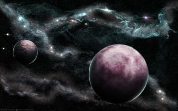 Картинка космос арт планеты туманность звёзды