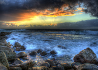 обоя sunset, природа, восходы, закаты, прибой, море, волны, закат