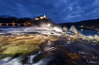 обоя природа, водопады, водопад, switzerland, schaffhausen, rhine, falls, замок, швейцария