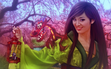 Картинка фэнтези девушки дракон девушка сакура