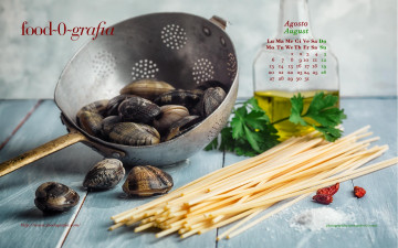 Картинка календари еда спагетти мидии масло петрушка