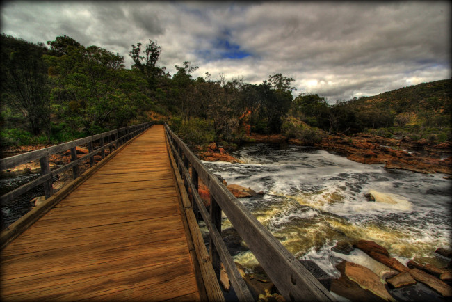 Обои картинки фото river, природа, реки, озера, мост, деревья, река