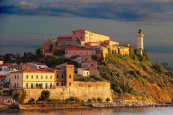 Картинка италия тоскана portoferraio города амальфийское лигурийское побережье дома море маяк