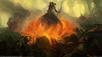 Картинка jordy lakiere фэнтези люди битва чудовище огонь сражение
