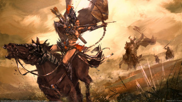 Картинка otto szatmari фэнтези всадники наездники j лошадь девушка всадница погоня лук конь воительница амазонка