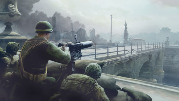 Картинка видео игры company of heroes пулемет мост