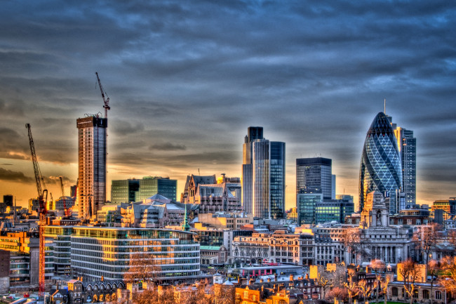 Обои картинки фото города, лондон, великобритания, небоскребы, панорама