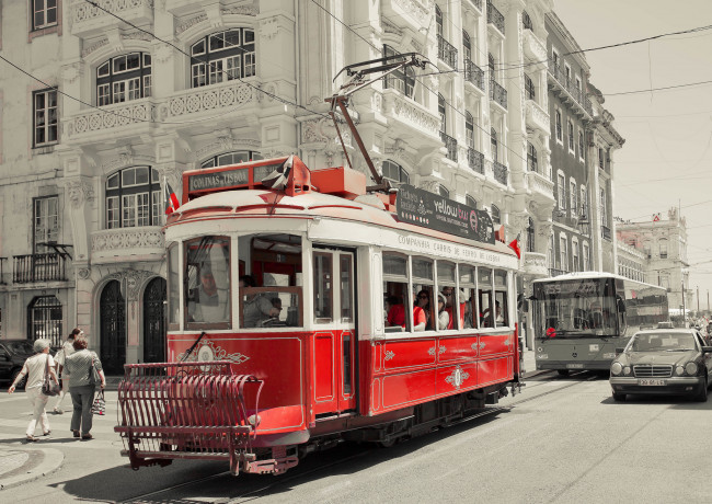 Обои картинки фото техника, трамваи, рельсы, трамвай, улица, город