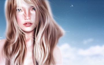 Картинка рисованное люди блондинка девушка реалистичность портрет волосы